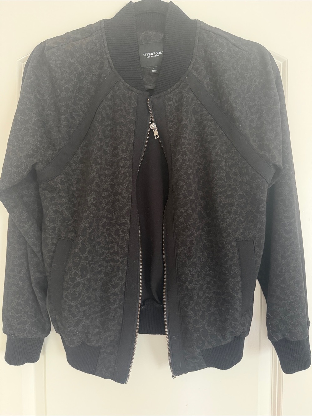 Liverpool Black Leopard-Print Bomber Jacket
